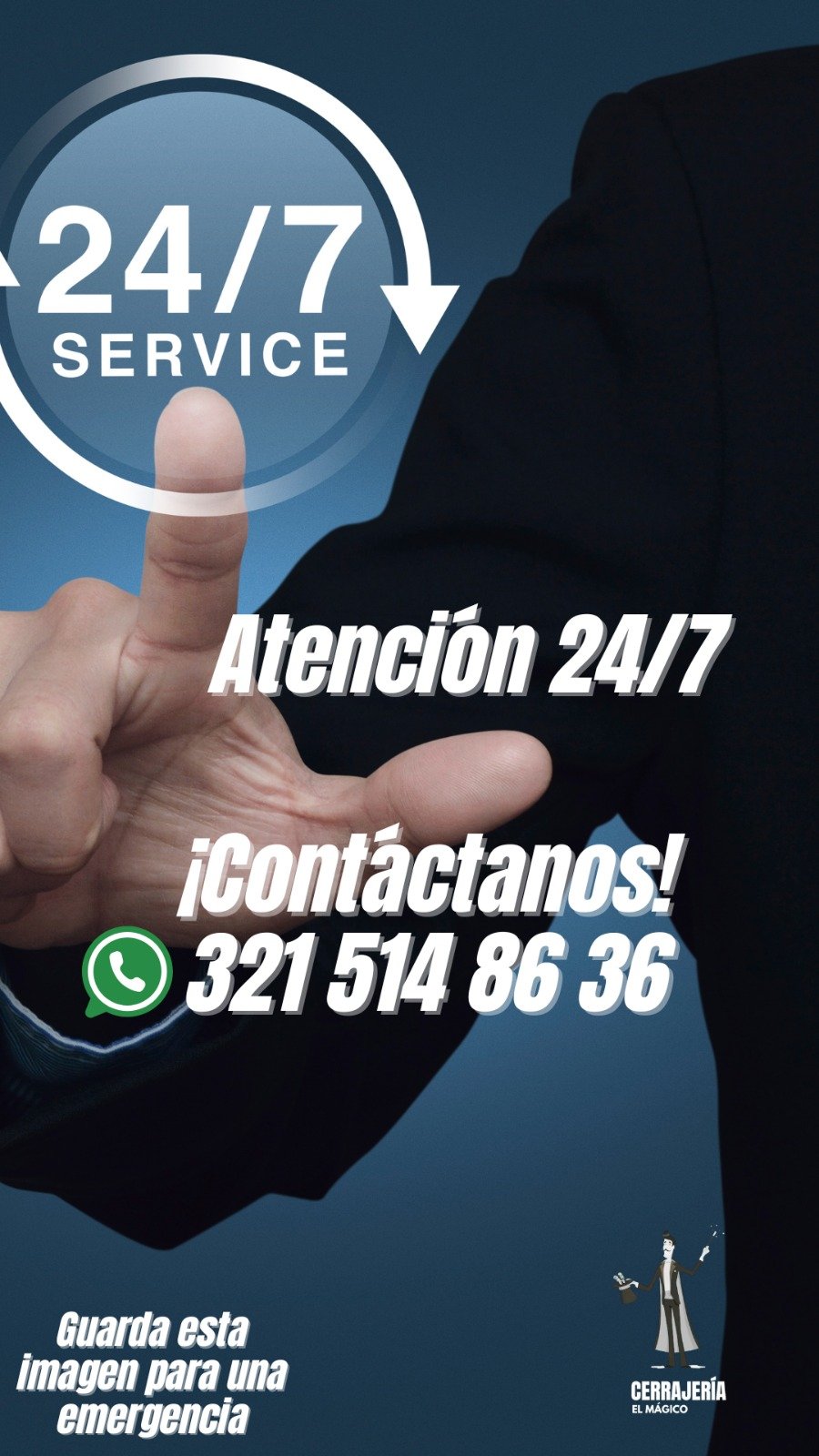 Publicidad atención 24 horas Rionegro - Cerrajería El Mágico
