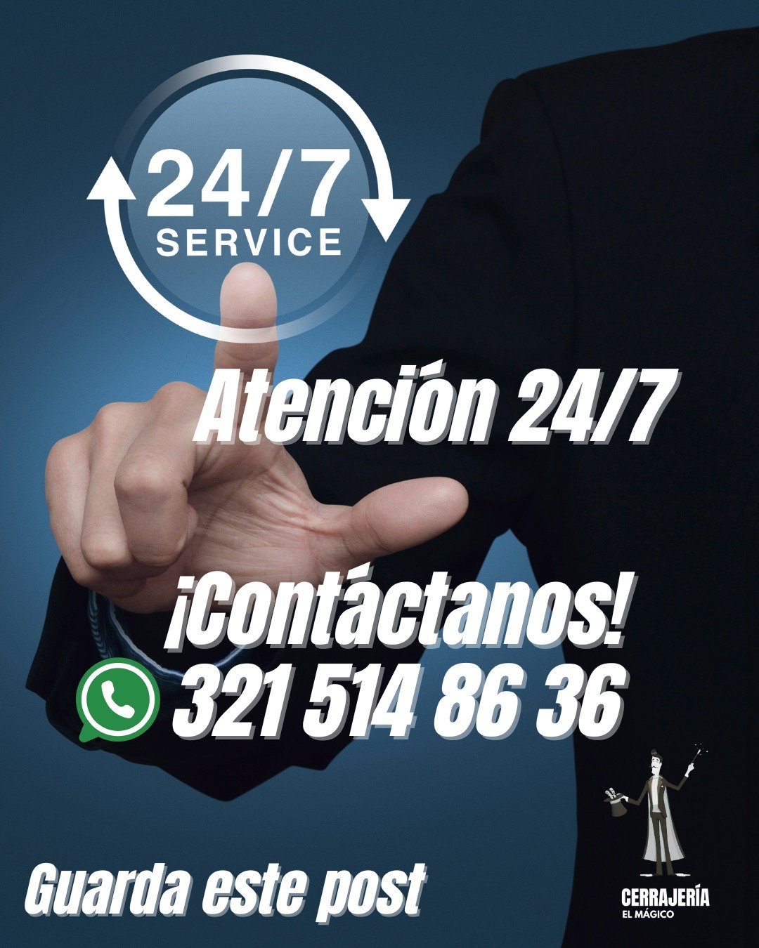 Publicidad atención 24 horas Rionegro - Cerrajería El Mágico